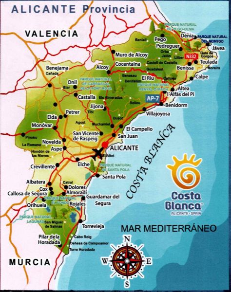 Alicante Mapa Costa Blanca